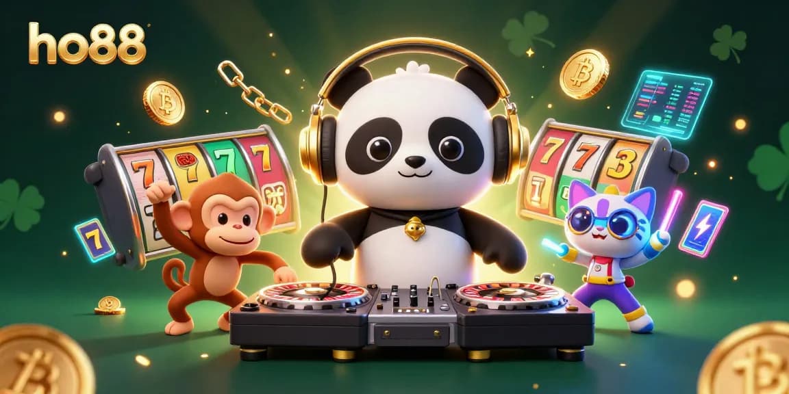 Experience ho88's thrilling online gaming scene with vibrant characters and interactive casino elements.