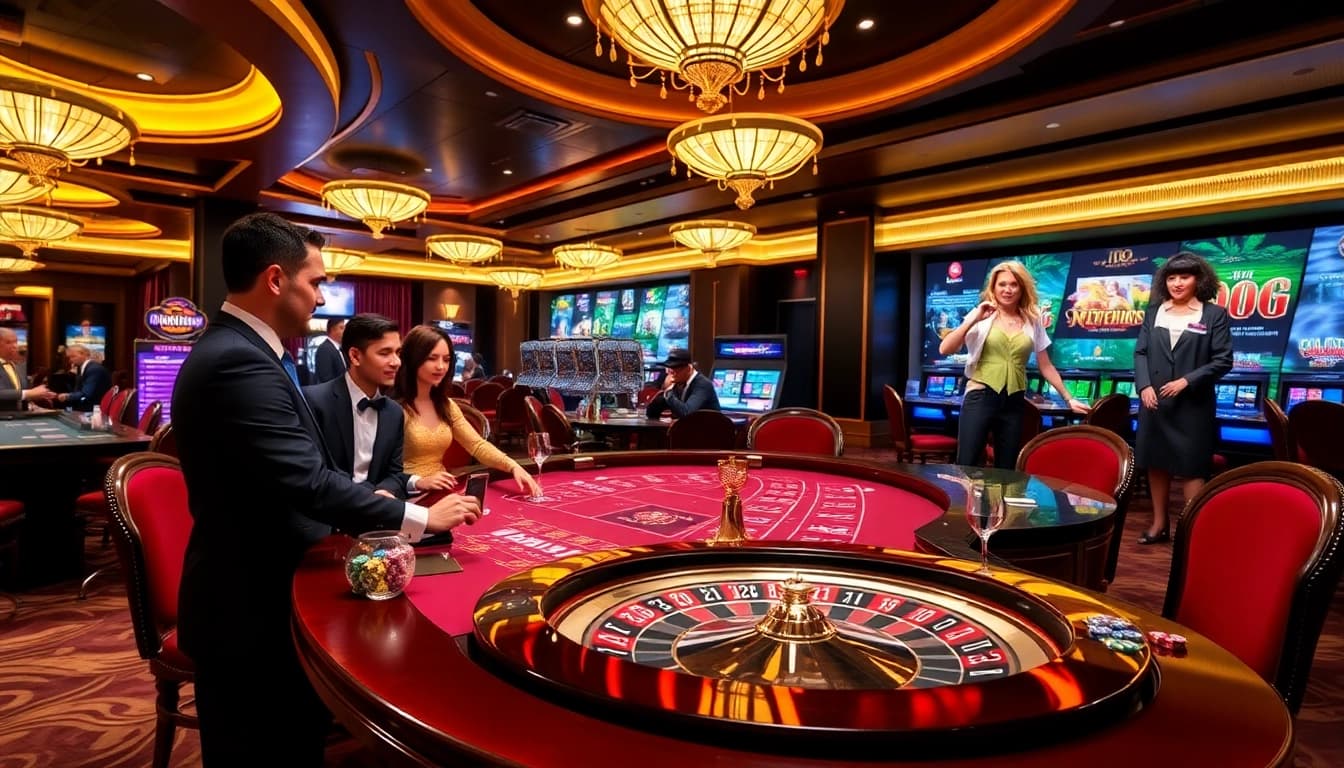 Experience thrilling gameplay at 33WIN with vibrant casino tables and excited players.