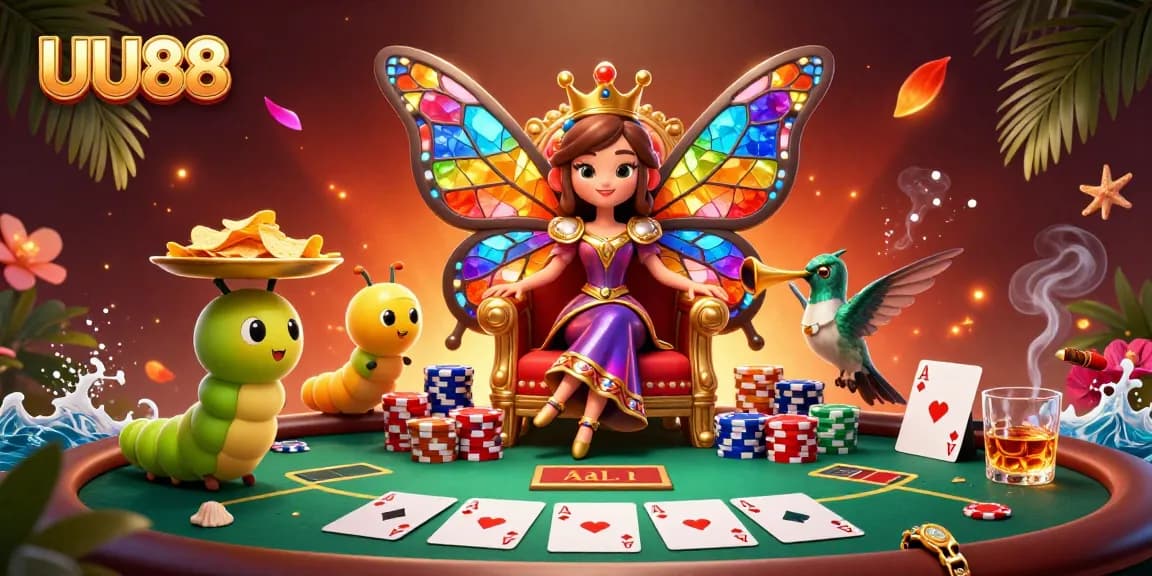 Experience UU88 and enjoy dynamic poker with animated characters in an enchanting casino scene