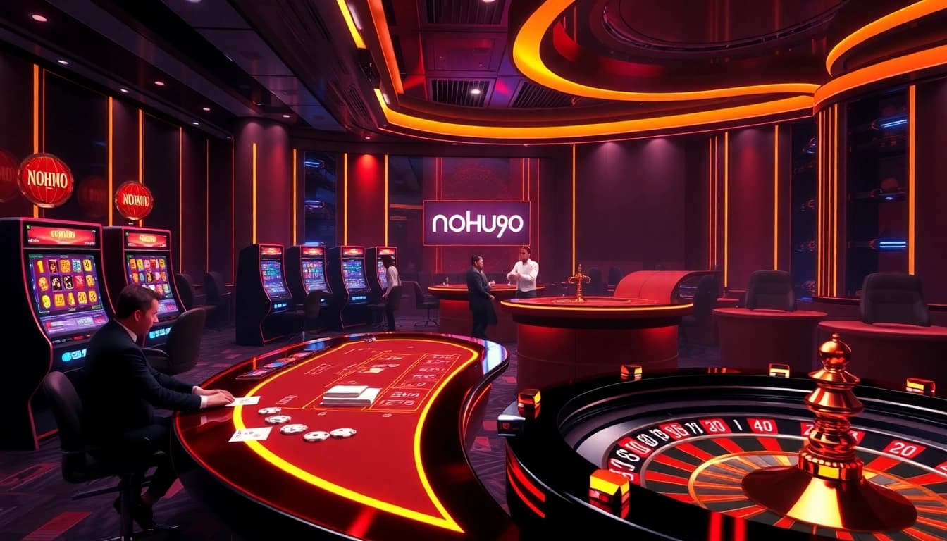 Experience thrilling gameplay at NOHU90 with vibrant slot machines and engaging poker tables.