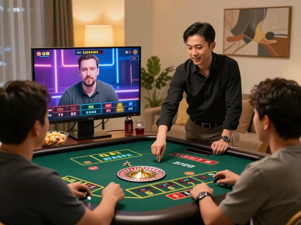 LC88 engaging live dealer roulette game on smart device in cozy home setting.