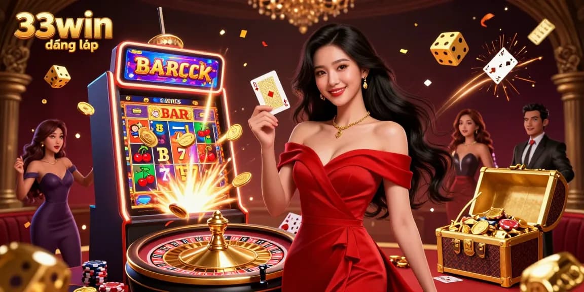 Experience 33win đăng nhập with a stunning 3D casino illustration showcasing excitement and winning potential.
