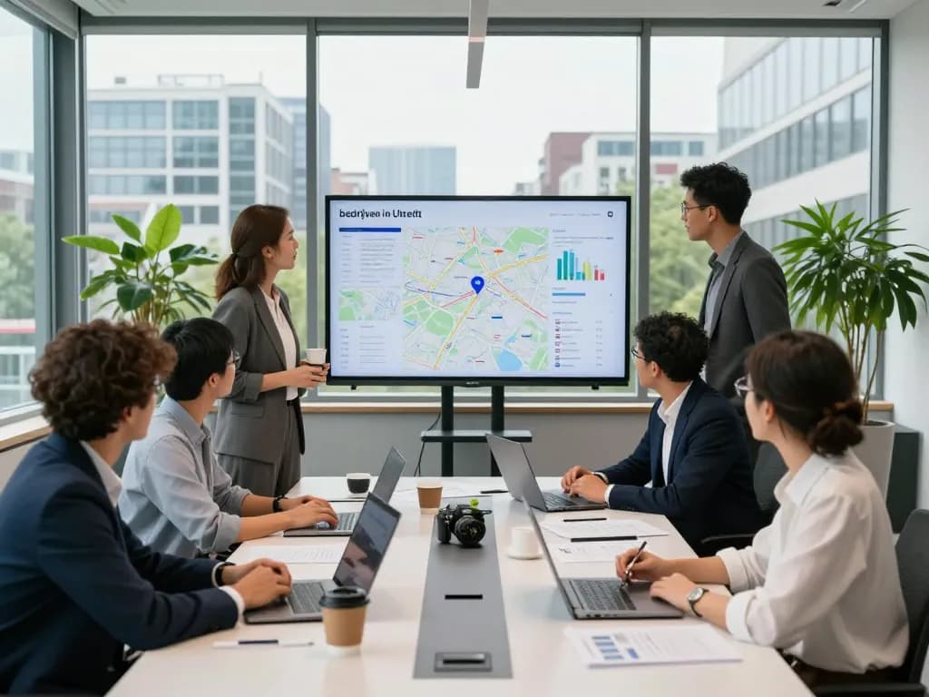 Samenwerking tussen diverse professionals die bedrijven in Utrecht bespreken in een moderne kantooromgeving