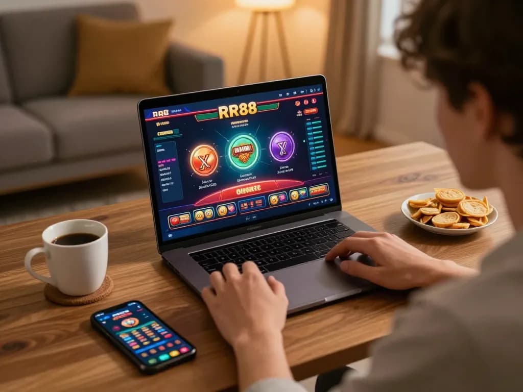 Engaging online gaming with RR88 interface, showcasing excitement and responsible betting.