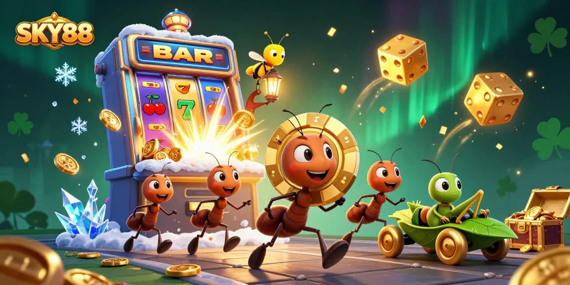 Engage in thrilling gameplay at SKY88, featuring dynamic casino adventures with ants on a heist.