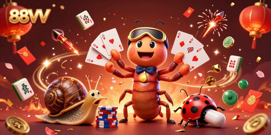 Experience the thrill of betting with 88VV's vibrant casino illustration depicting a lively dealer scene.