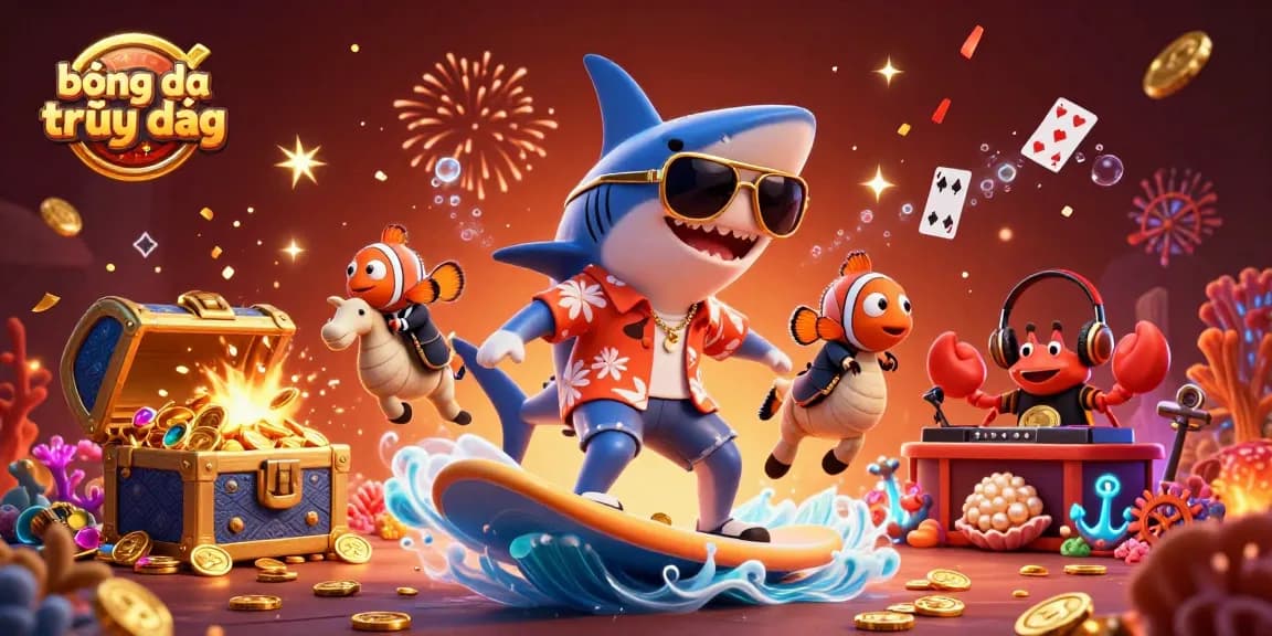 Experience bóng đá trực tiếp with our vibrant illustration featuring colorful elements and characters in a lively casino theme.