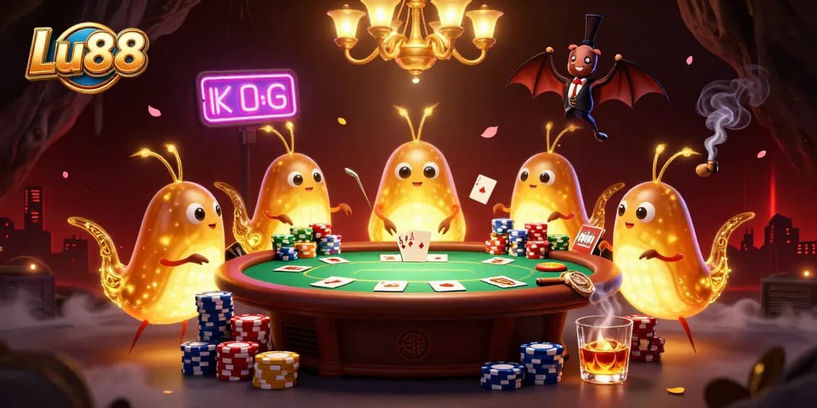 Experience Lu88's dynamic cave casino scene with glowworms illuminating the action.