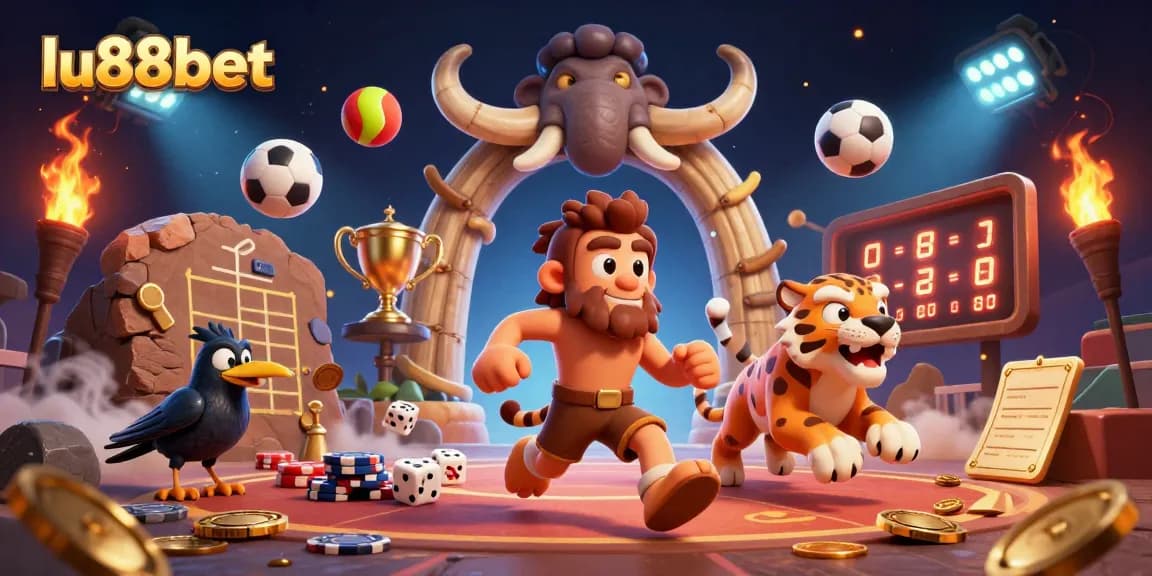 Experience the excitement of lu88bet with cartoon characters running a lively casino scene.