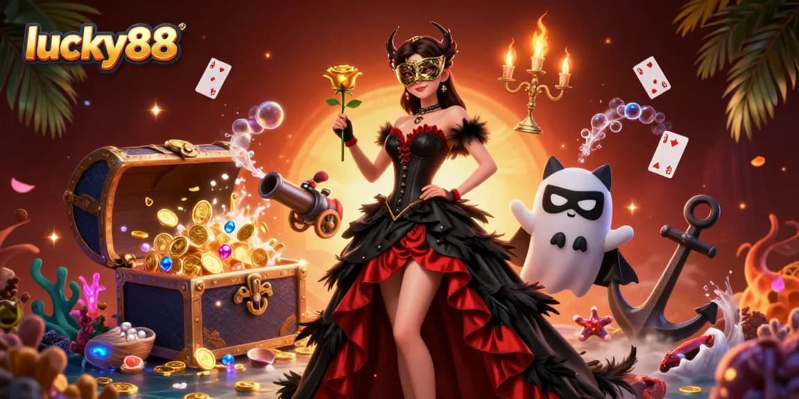 Immerse in the excitement of lucky88 with stunning characters and rich casino elements surrounding them.