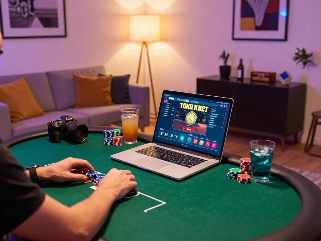 In a cozy setting, a player engages in online poker at https://88bet.zone/, combining strategy and comfort.