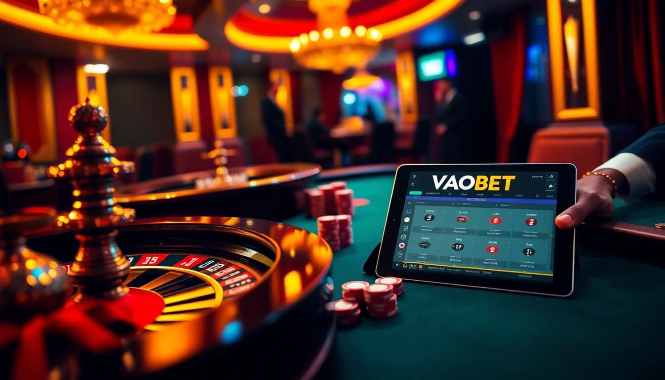 VAOBET offers thrilling casino experiences with players engaging in poker and roulette games.