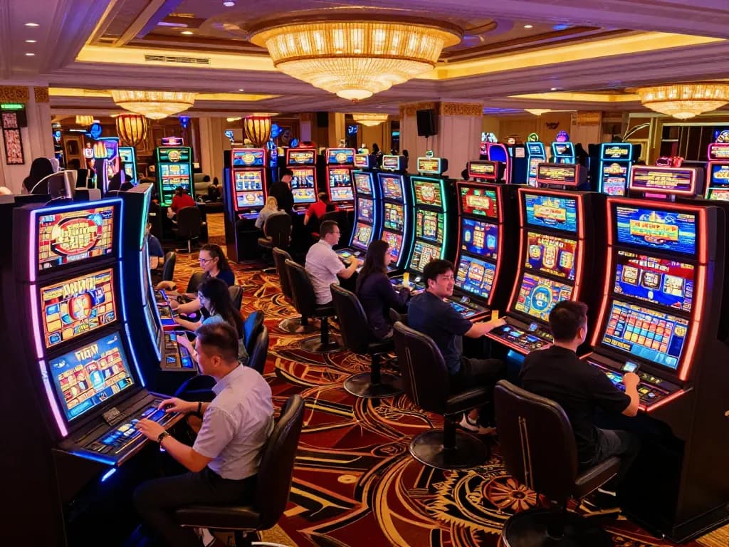 Experience thrilling moments at jtg88.com in a vibrant casino floor filled with players and excitement.
