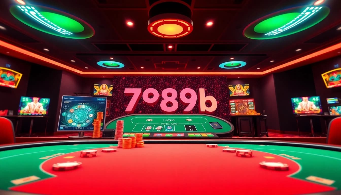 Online gambling interface showcasing features like poker and slots, emphasizing 789b for an engaging user experience.