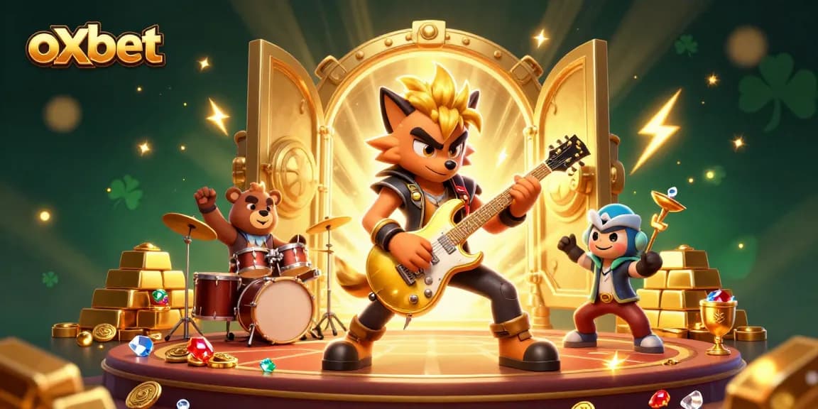 Experience winning excitement at OXBET in a vibrant casino setting featuring dynamic characters and stunning visuals.