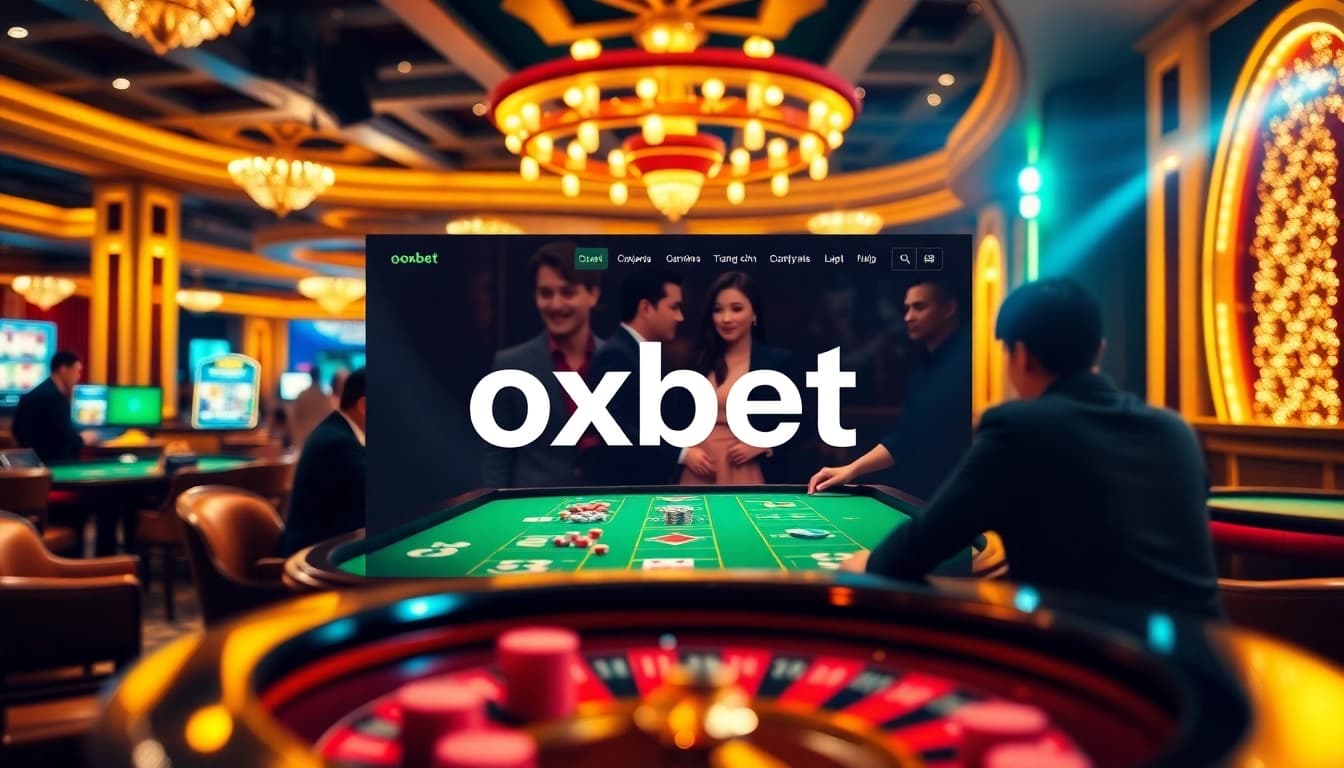 Engaging scene depicting players at the oxbet trang chủ online poker table, illustrating excitement in gambling.
