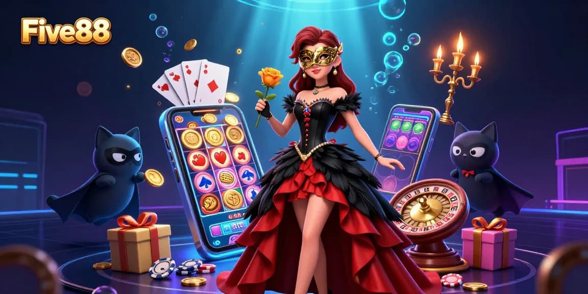 Experience thrilling gameplay at Five88 with colorful slot games and captivating illustrations.