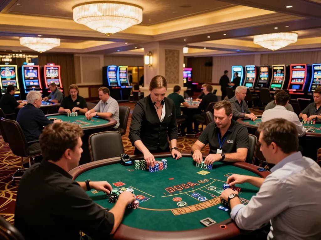 Players engaging in an exciting B52 blackjack game surrounded by vibrant casino ambiance.