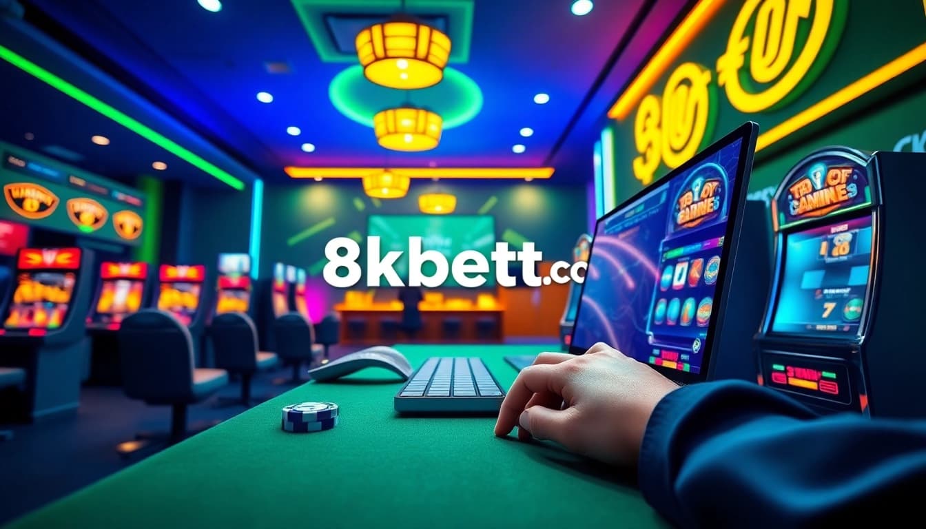 Dynamic gaming scene showcasing 8kbettt.co's vibrant online gambling platform interface with engaging environment.