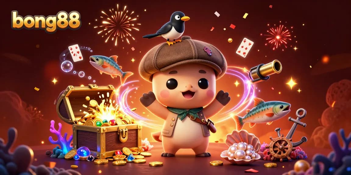 Join the action with bong88 as Nessie and friends explore underwater treasures in a vibrant casino scene.