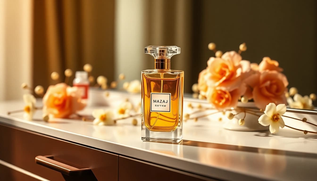 Mazaaj Rhythm by Zimaya elegantly showcased in a luxurious setting with floral accents.