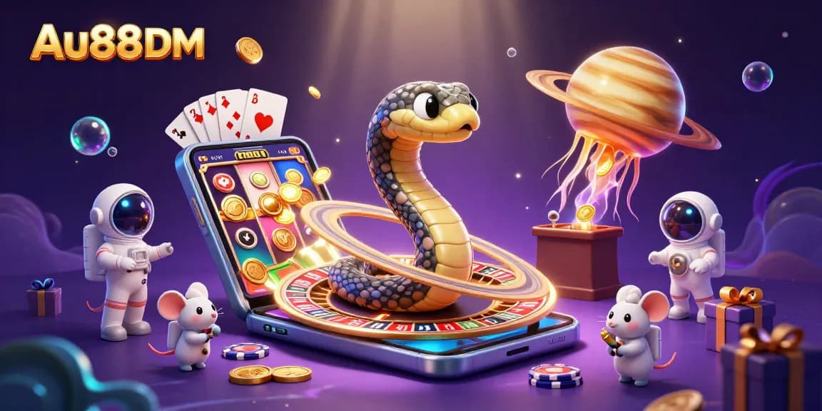 Experience thrilling casino action with Au88 DM, featuring mouse astronauts betting on cosmic roulette.