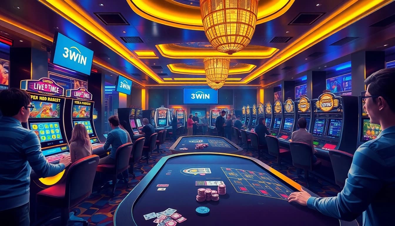 Experience the thrill of 3win com's luxury casino gaming environment with vibrant action and modern design.