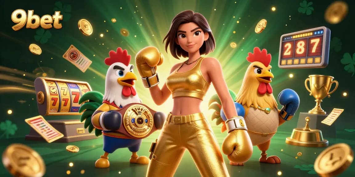 Experience thrilling gameplay at 9bet with dynamic slot reels, golden trophies, and championship elements.