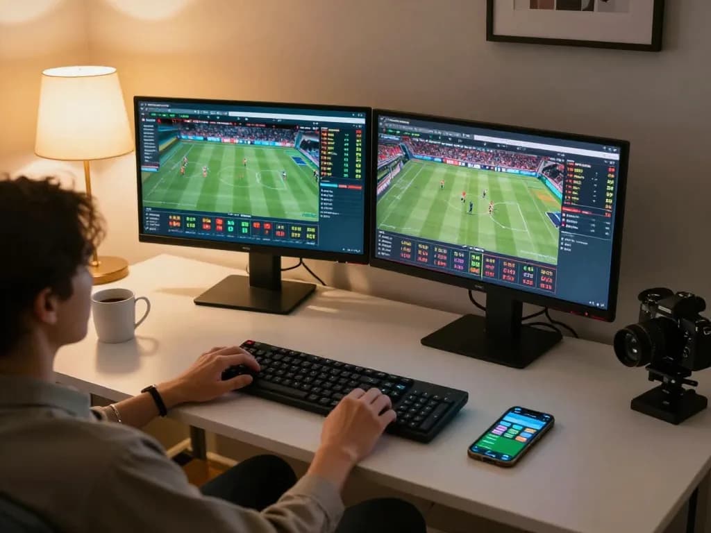 Experience hbet2 online betting with a modern setup featuring live sports events and strategic odds placement.
