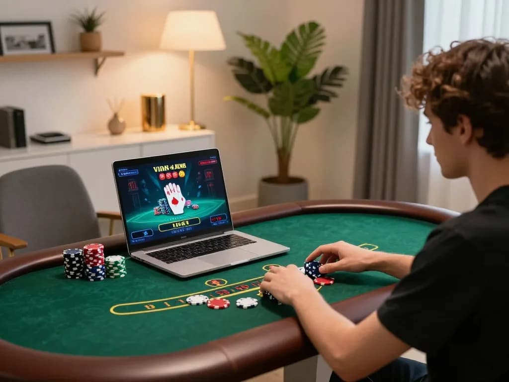 Engaging in strategic gameplay on Vin 88 online casino platform with dynamic blackjack interface
