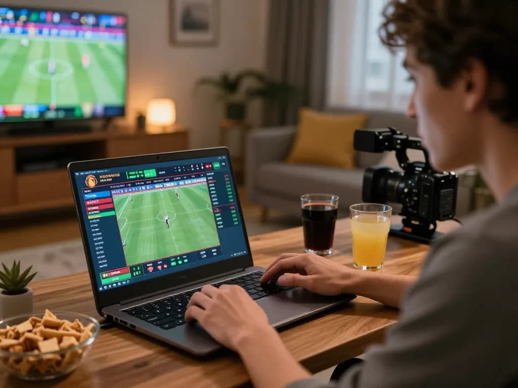 BCX88 user actively placing bets on laptop with dynamic sports betting interface in cozy home setting