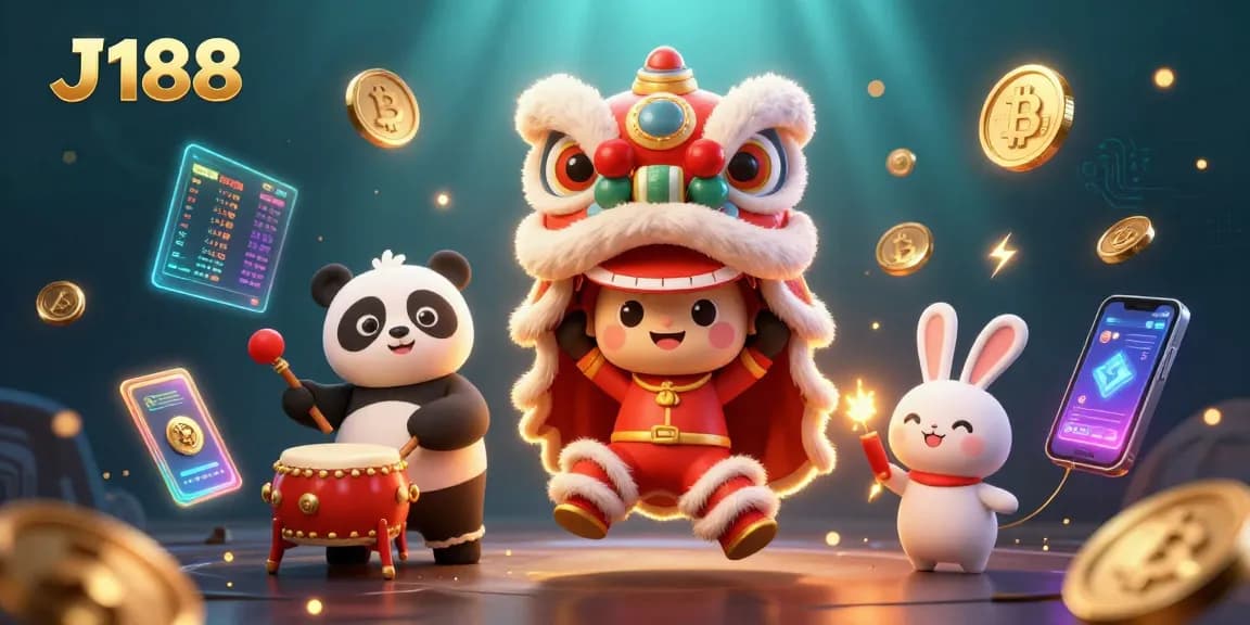 Experience exciting games at J188 casino with vibrant 3D characters and crypto elements.