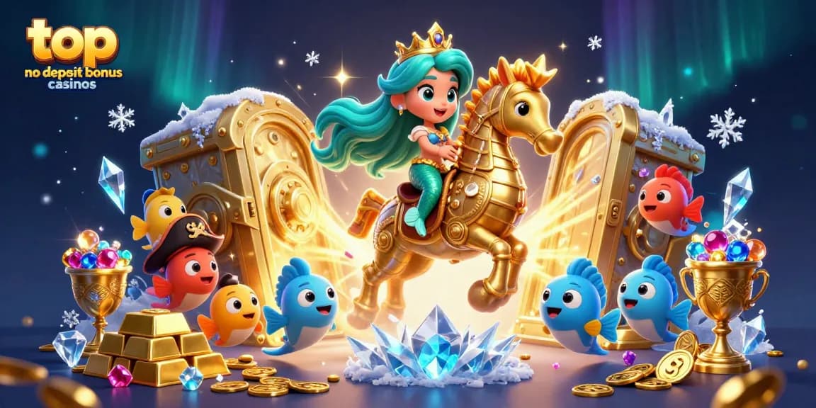 Experience the thrill at top no deposit bonus casinos with vibrant 3D casino-themed illustration