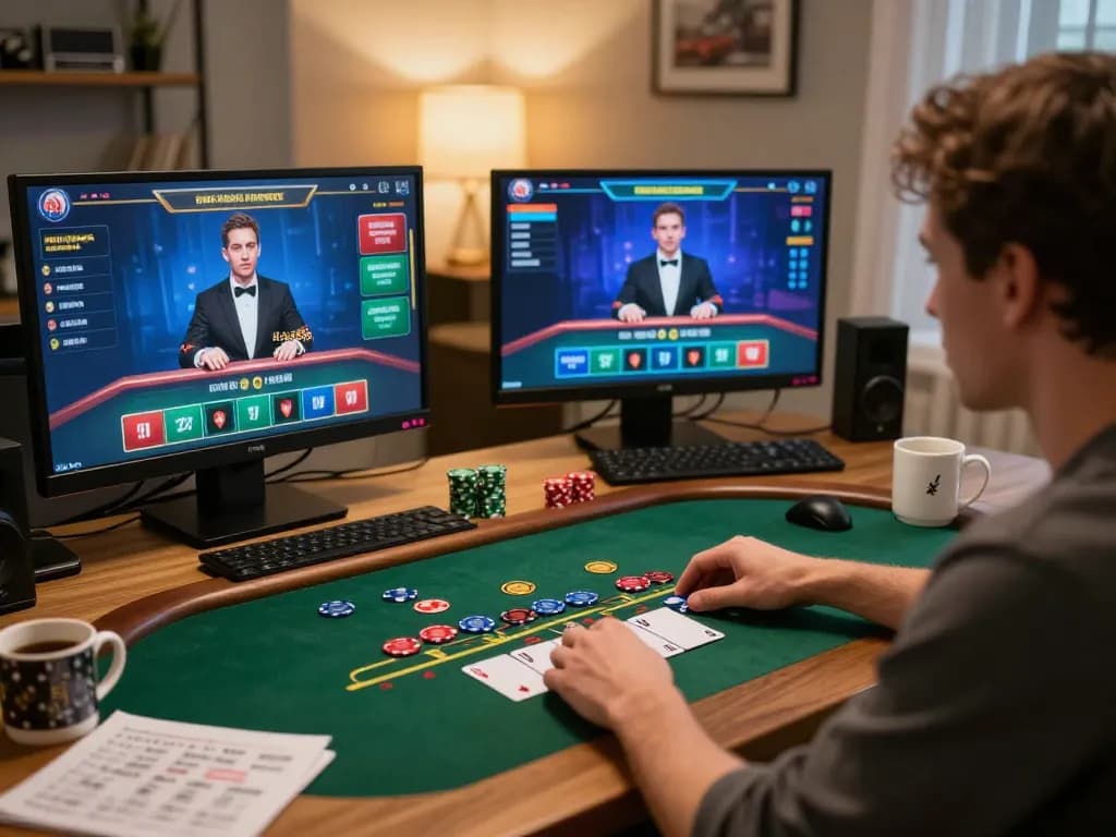 Sky88 player enjoys a winning hand at an online blackjack game with a live dealer.