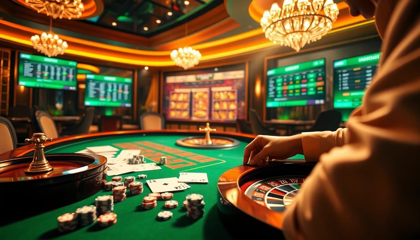Experience the thrill at Trang chủ 11bet with vibrant casino tables and engaging gaming elements.