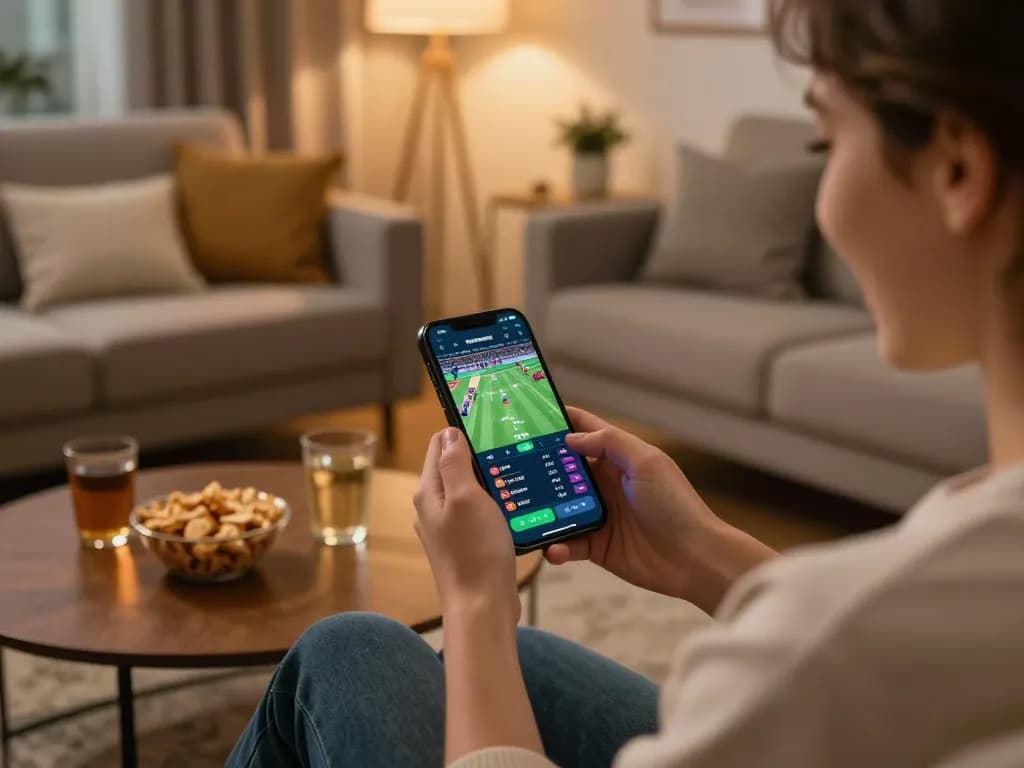 Experience thrilling sports betting at 3BET through mobile app during an engaging home session.