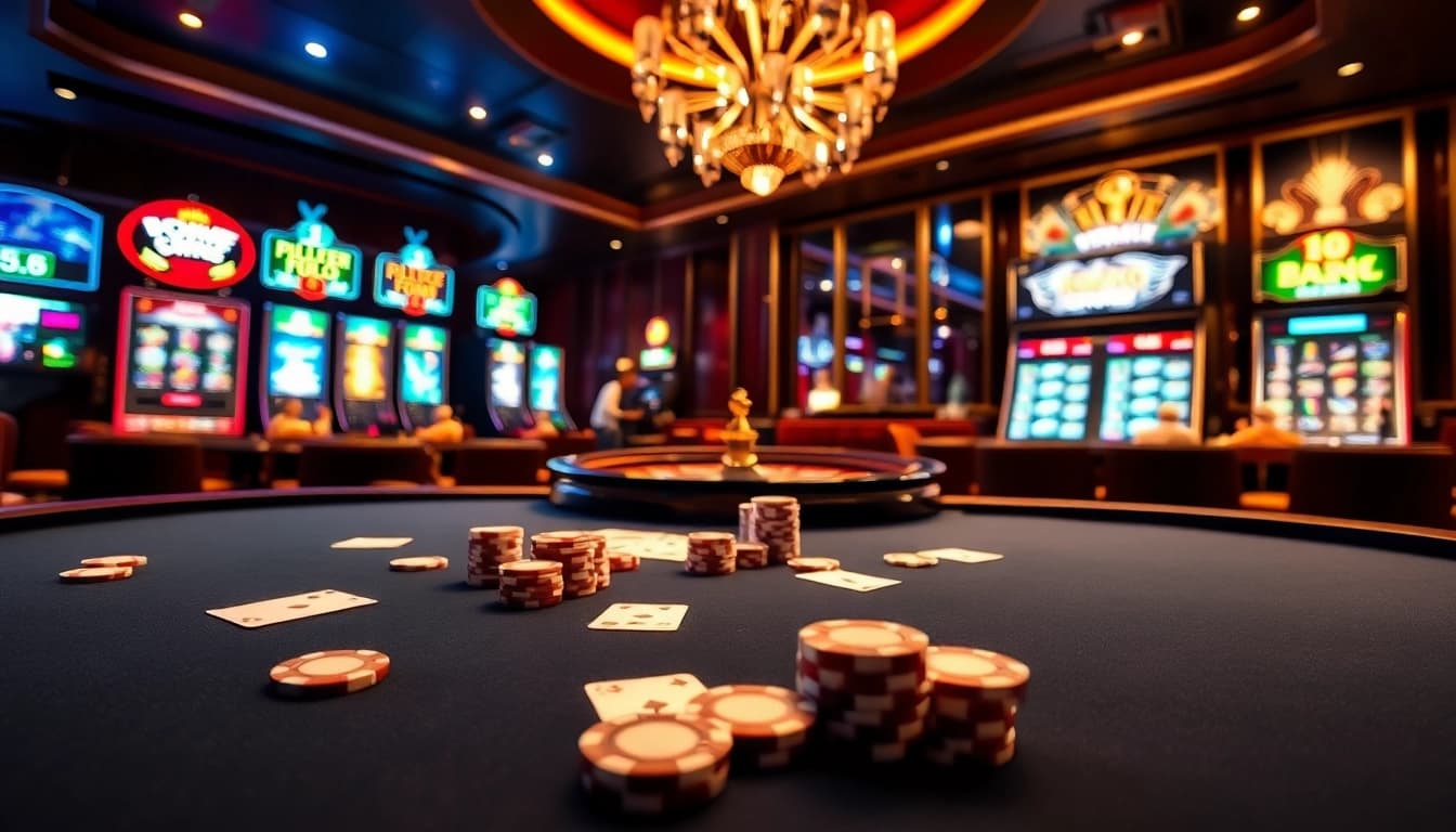 Experience the excitement of Nhà cái lucky88 with vibrant casino tables and thrilling gambling activities.