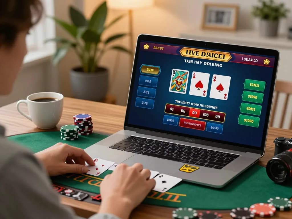 CO88 gamer focused on online blackjack strategy in a modern home office setting
