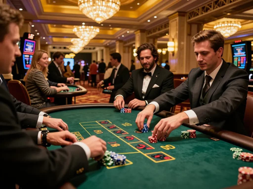 uu88 players enjoying blackjack at glamorous casino table with vibrant atmosphere