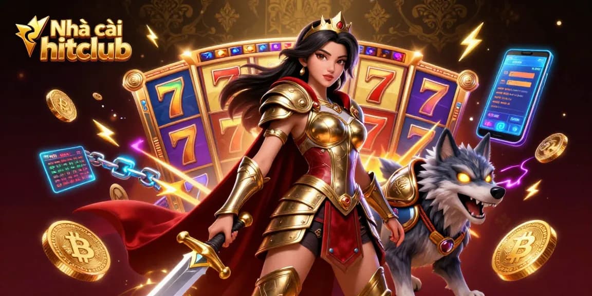 Experience thrilling gameplay at Nhà cái hitclub with vibrant slots, jackpot counters, and dazzling neon effects.