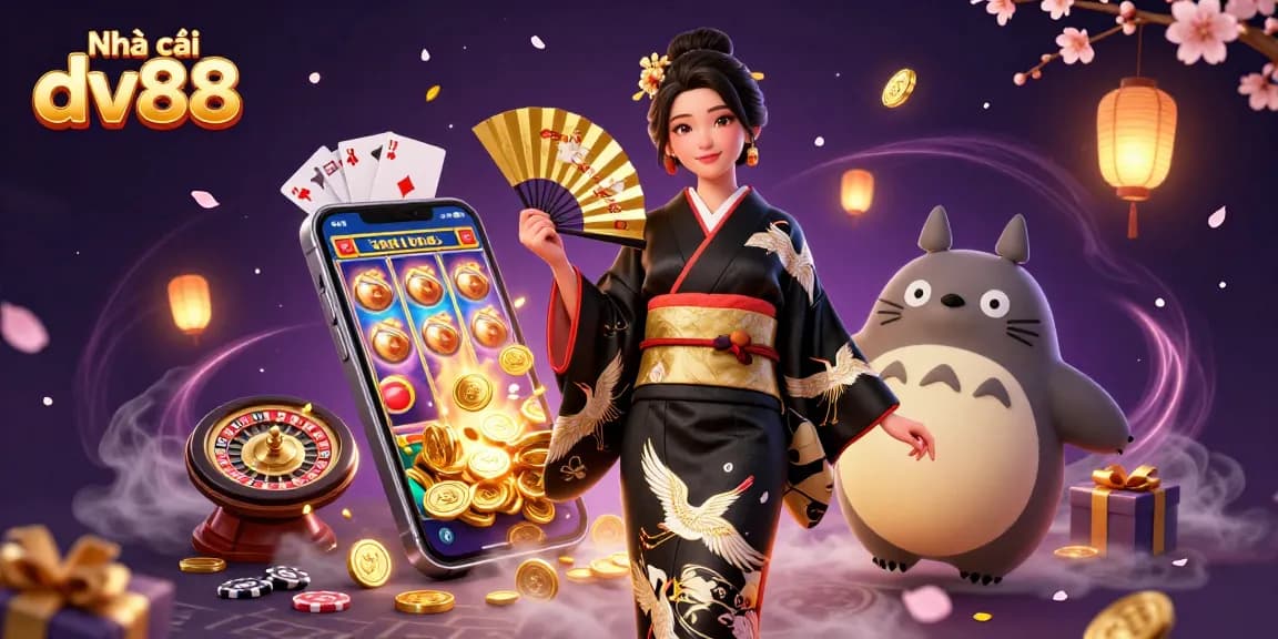 Engage with Nhà cái dv88 and experience exciting casino games in a vibrant 3D illustration.