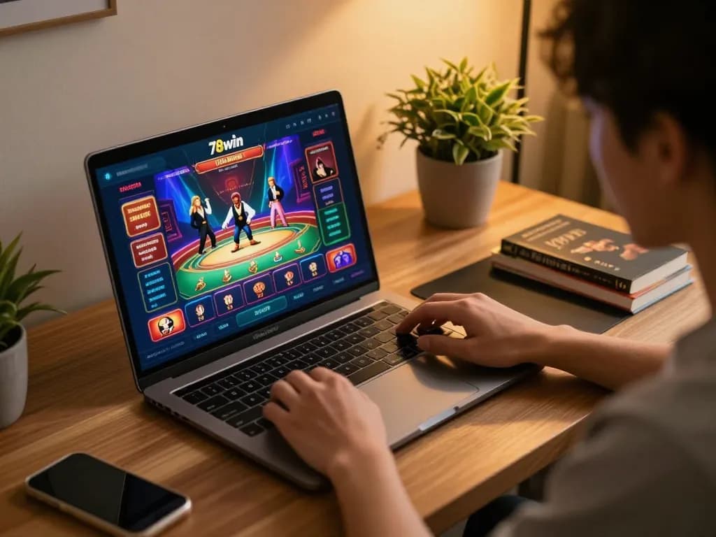 Player engaging with the 78win casino app during a live game session, highlighting the interactive experience