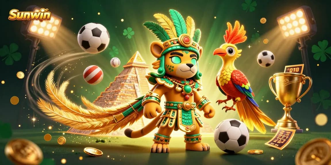 Engage with Sunwin's vibrant casino experience featuring a jaguar priest and golden sports elements.