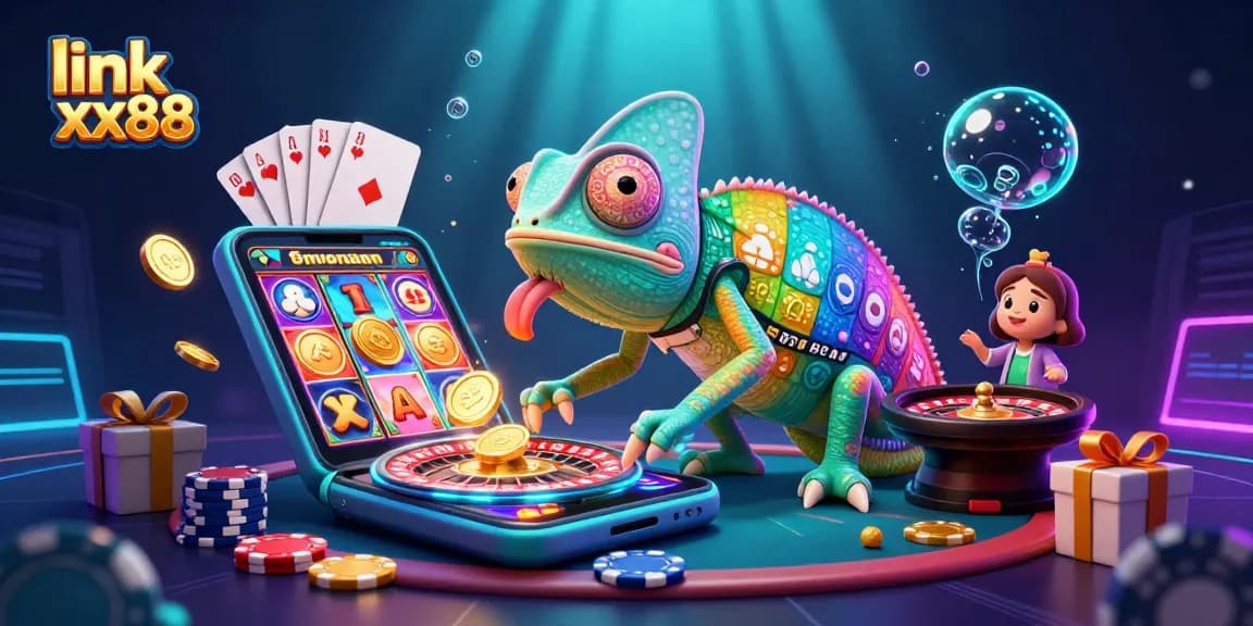 Experience excitement with link xx88 as a colorful chameleon owner captivates players with casino games.