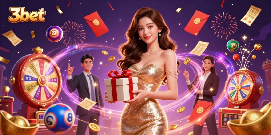 Experience the excitement of 3bet with festive casino-themed celebrations and vibrant game elements.