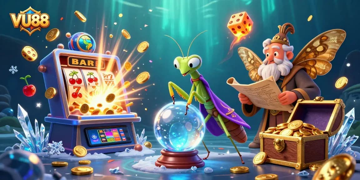 Engage with VU88's vibrant slot machine jackpot action amidst mystical characters and elements.
