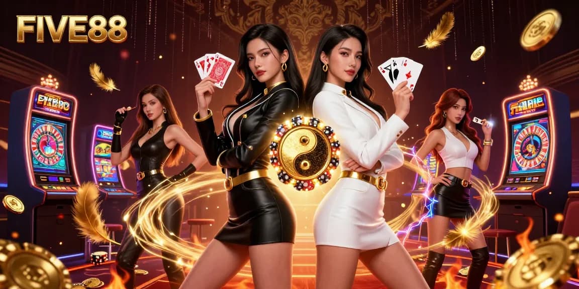 Experience winning strategies at FIVE88 with exciting casino gameplay featuring twin Asian women.