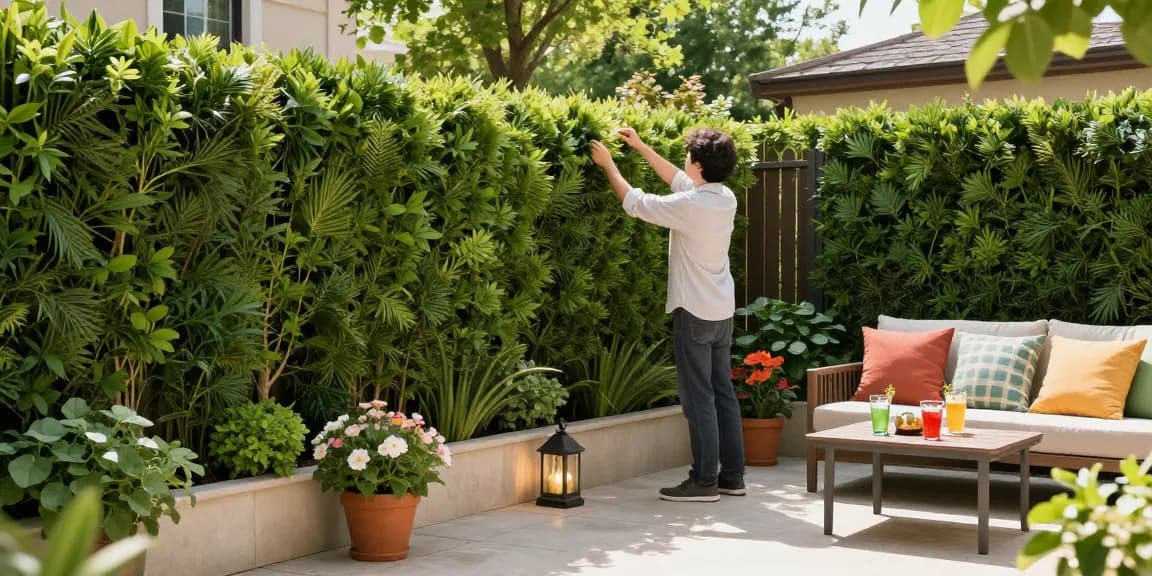 Premium kunsthekken van Leafely.nl transformeren een thuis tuin in een weelderige, onderhoudsvrije oase.