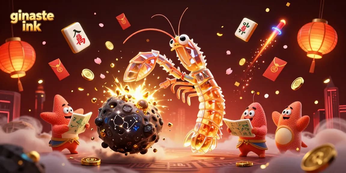 Engage with explosive gambling fun at ginaste ink with a galactic mantis shrimp and treasures.