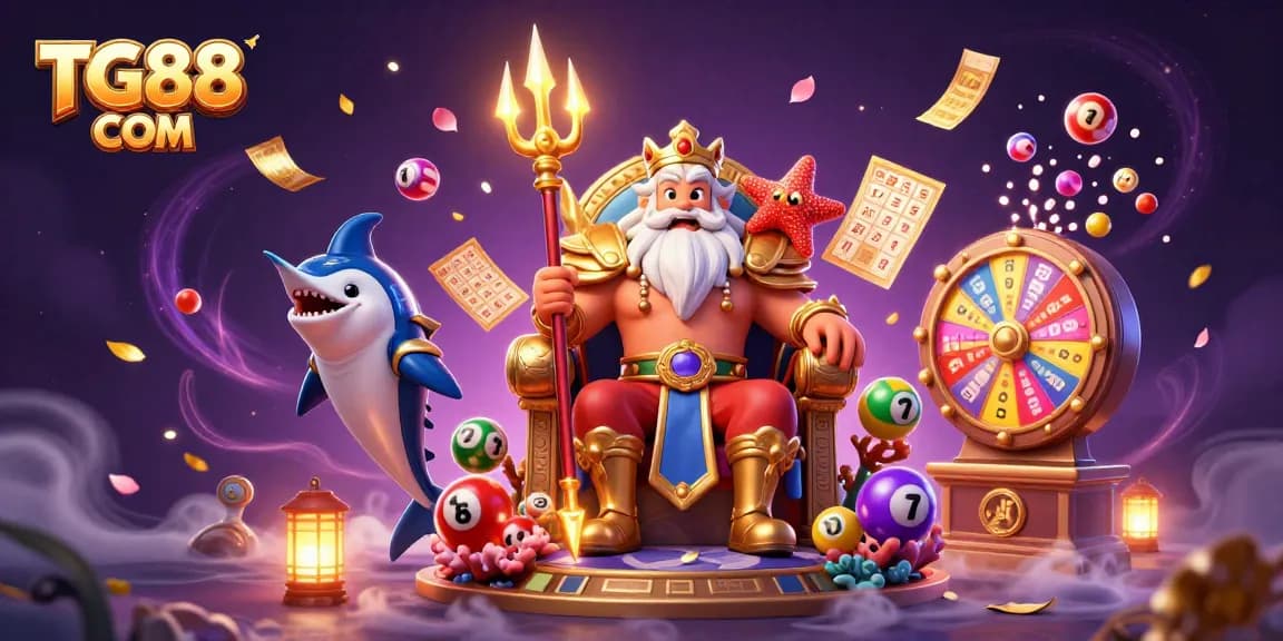 Experience gaming excitement with TG88 COM in vibrant, dynamic casino illustration packed with prizes.